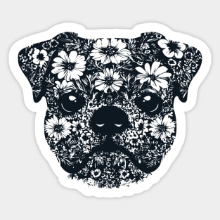 Floral Pug Art – Cute Botanical Dog Design Sticker